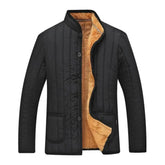 Men Coat Solid Color Single-Breasted Stand Collar Plush Winter Jacket for Daily Wear